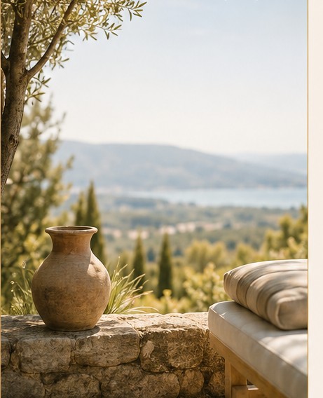 Provençal view with terracotta urn