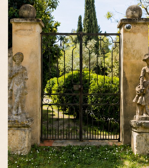 Wrought-iron gates of the estate